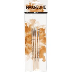 Nature Line Pensler, nr. 00+1+2+4, L: 18,5-19 cm, B: 5-7 mm, flad, 4 stk./ 1 pk.