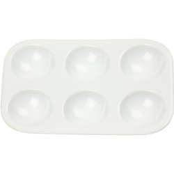 Palette, Rektangul&aelig;r palette med 6 rum, str. 13x8,5 cm, hvid, 1 stk.