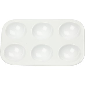 Palette, Rektangulær palette med 6 rum, str. 13x8,5 cm, hvid, 1 stk.