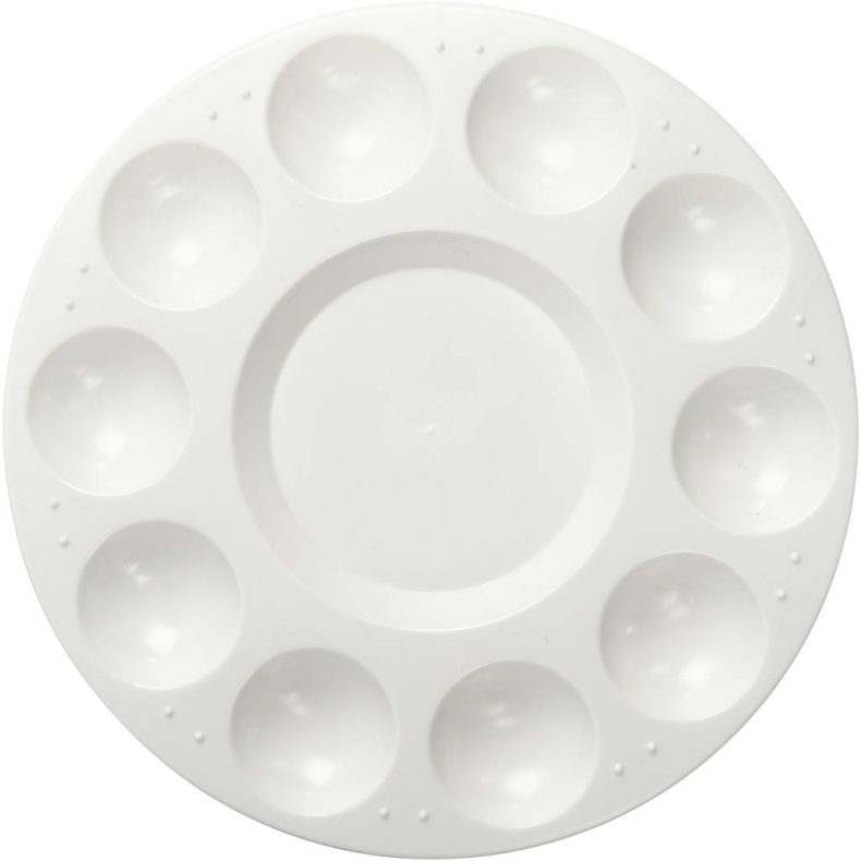 Palette, Rund palette med 11 rum, diam. 17 cm, hvid, 1 stk.
