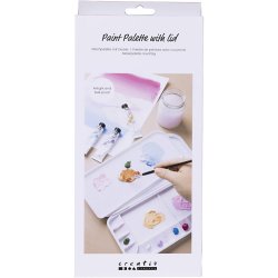 Malerpalet med l&aring;g, str. 27x12,7x2,3 cm, s&oslash;lv, hvid, 1 stk.