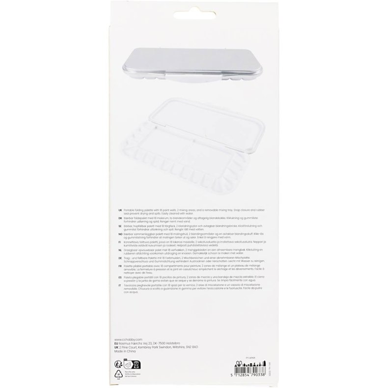 Malerpalet med l&aring;g, str. 27x12,7x2,3 cm, s&oslash;lv, hvid, 1 stk.