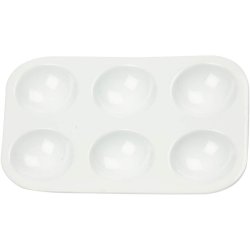 Palette, Rektangul&aelig;r palette med 6 rum, str. 13x8,5 cm, hvid, 10 stk./ 1 pk.