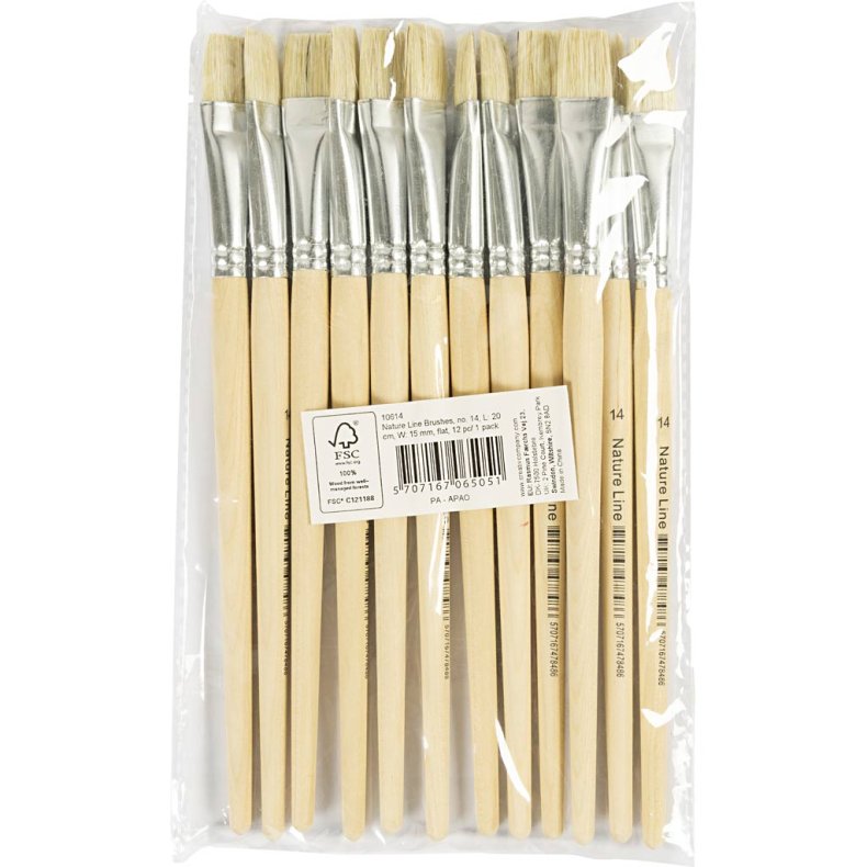 Nature Line Pensler, nr. 14, L: 20 cm, B: 15 mm, flad, 12 stk./ 1 pk.