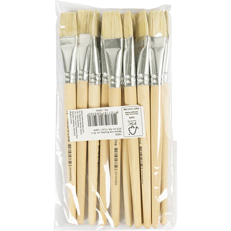 Nature Line Pensler, nr. 20, L: 20,5 cm, B: 20 mm, flad, 12 stk./ 1 pk.