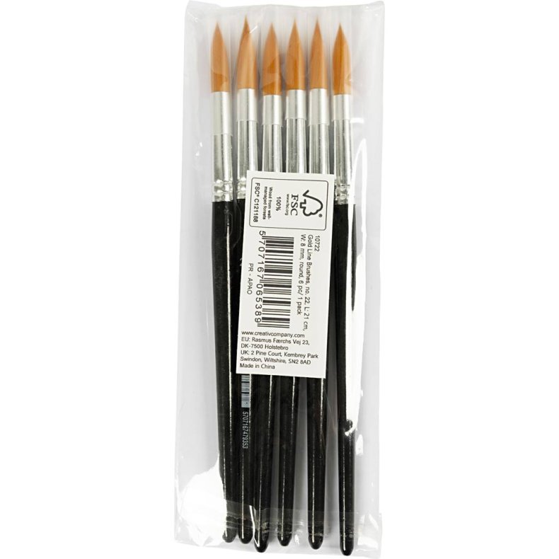 Nylonpensler, nr. 22, L: 21 cm, B: 8 mm, rund, 6 stk./ 1 pk.
