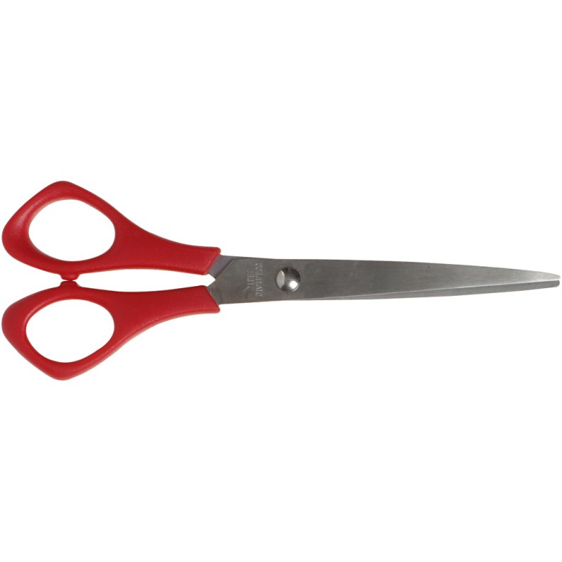 Skolesaks, L: 16 cm, spids, venstre, r&oslash;d, 1 stk.