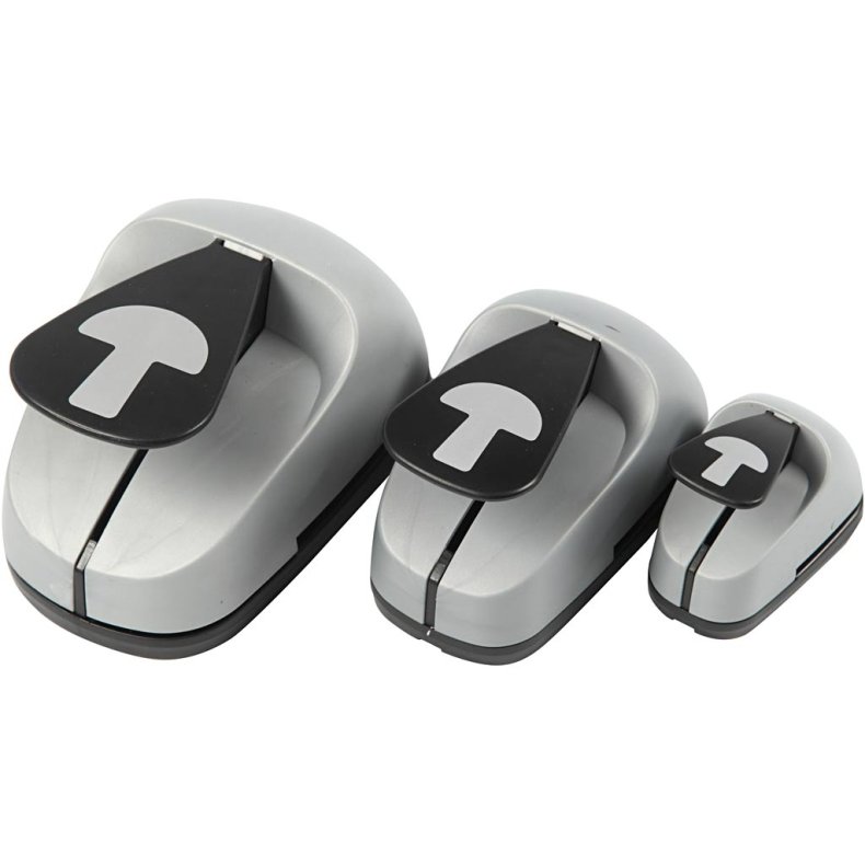 Lag-p&aring;-lag stansejernss&aelig;t, svampe, str. 25+50+75 mm, 3 stk./ 1 pk.