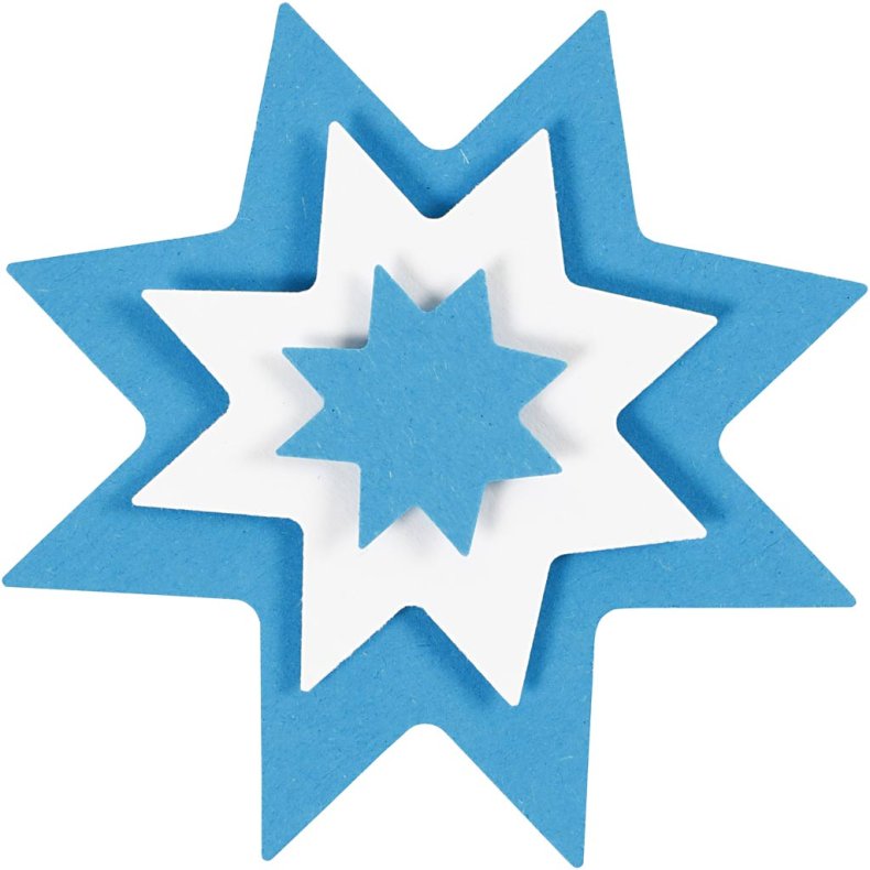 Lag-p&aring;-lag stansejernss&aelig;t, grafisk stjerne, str. 25+50+75 mm, 3 stk./ 1 pk.