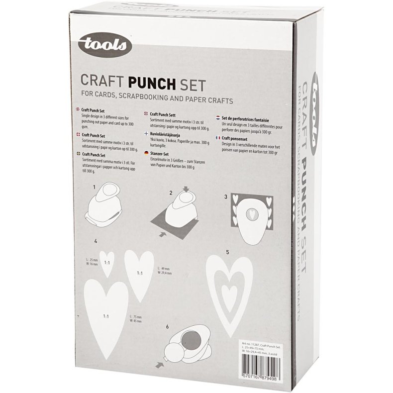 Lag-p&aring;-lag stansejernss&aelig;t, hjerte, str. 25+49+75 mm, 3 stk./ 1 pk.