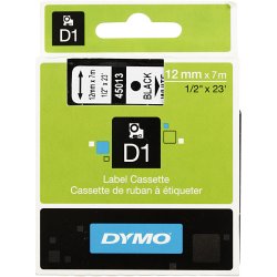 Dymo Tape, B: 12 mm, hvid, 7 m/ 1 rl.