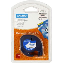 Dymo Tape Plast, L: 4 M, B: 12 mm, hvid, 4 m/ 1 rl.