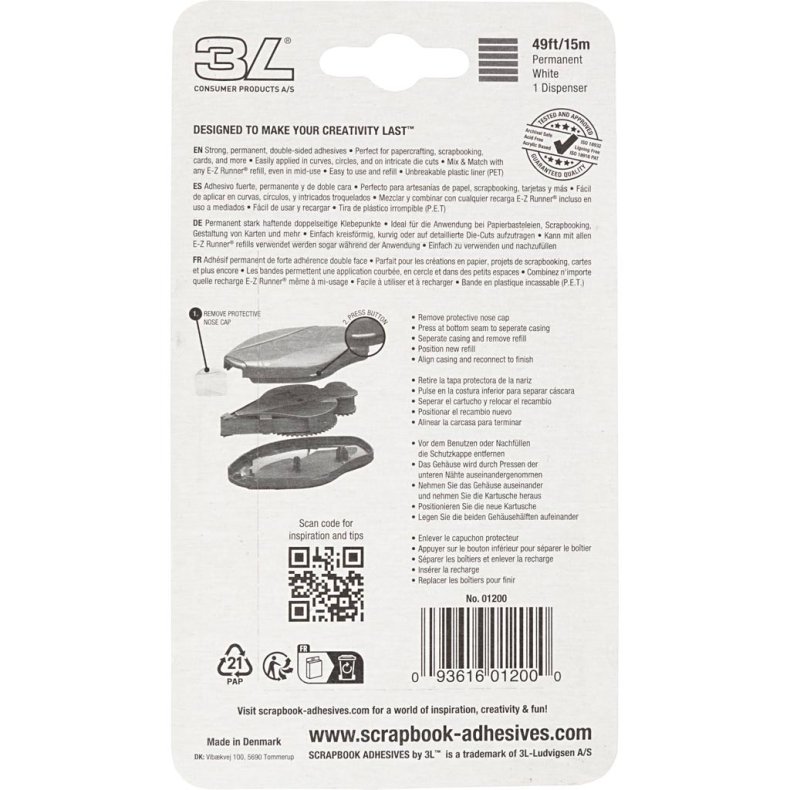 E-Z Runner&reg;, striber, permanent lim, B: 8 mm, 15 m/ 1 rl.