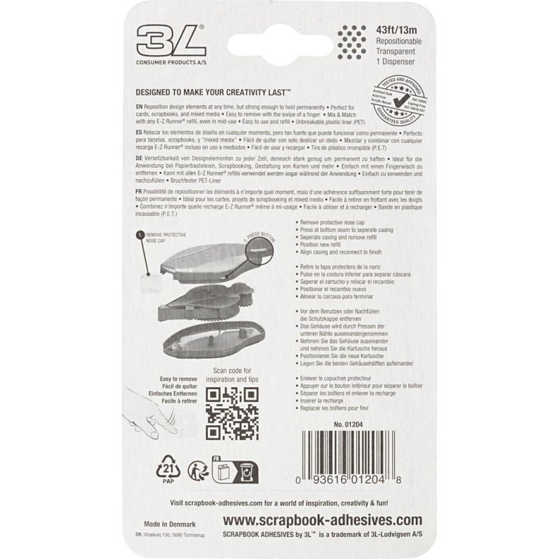 E-Z Runner&reg;, prikker, non-permanent lim, B: 8 mm, 13 m/ 1 rl.