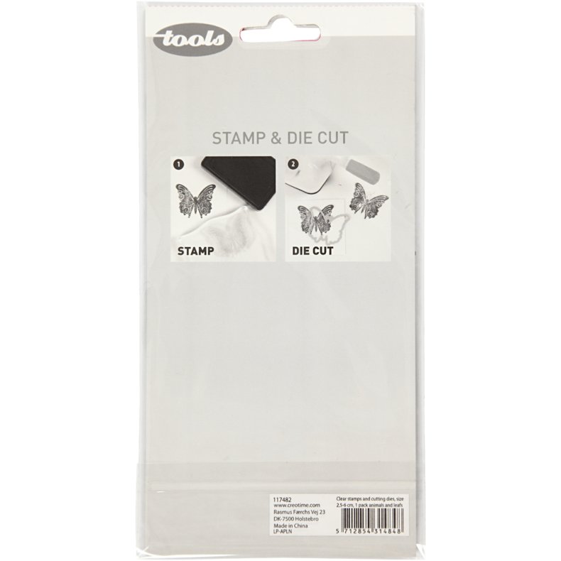 Stempler og sk&aelig;reskabeloner, dyr og blade, str. 2,5-6 cm, 1 pk.