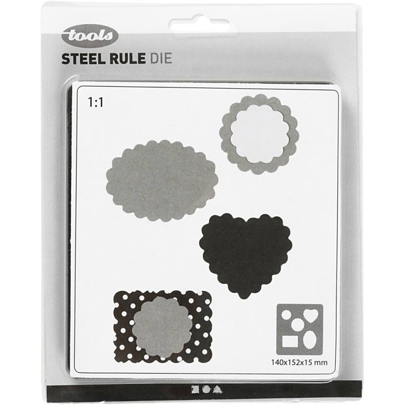 Sk&aelig;reskabelon, forme med b&oslash;lget kant, str. 14x15,25 cm, tykkelse 15 mm, 1 stk.