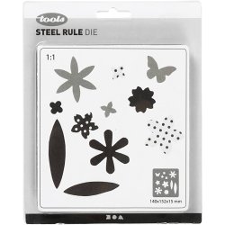 Sk&aelig;reskabelon, blomster, str. 14x15,25 cm, tykkelse 15 mm, 1 stk.