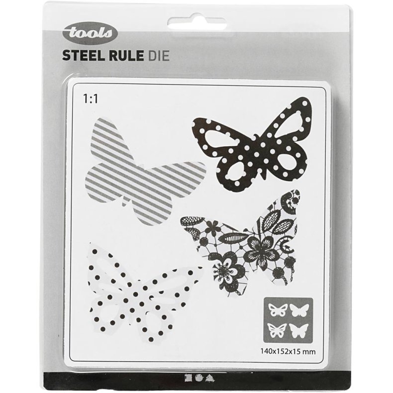 Sk&aelig;reskabelon, sommerfugl, str. 14x15,25 cm, tykkelse 15 mm, 1 stk.