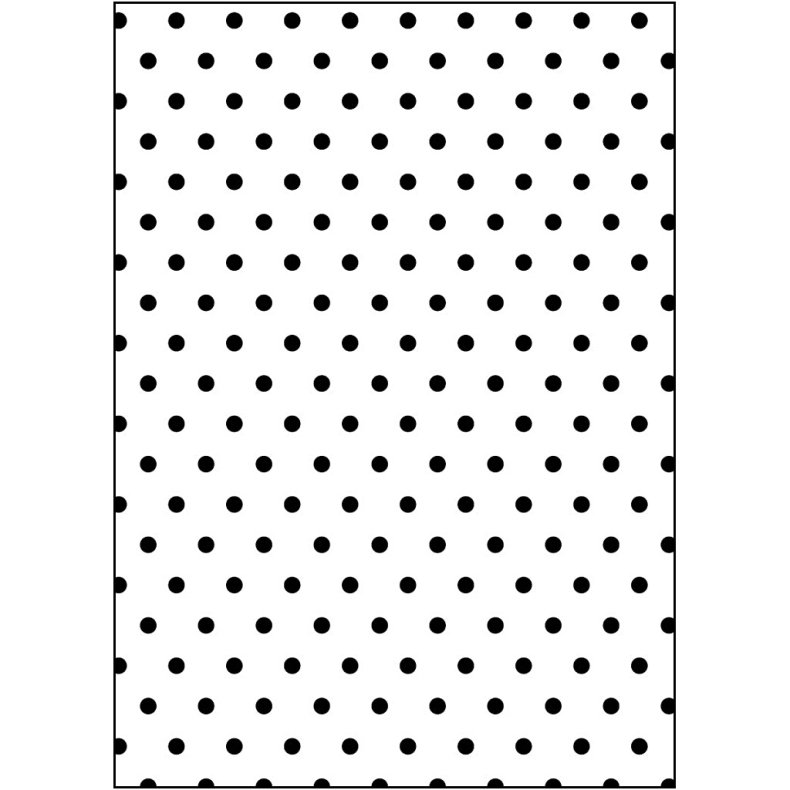 Pr&aelig;geskabelon, polka prikker, str. 13x18,5 cm, tykkelse 2 mm, 1 stk.