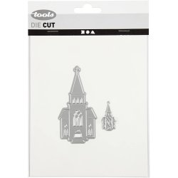 Sk&aelig;re- og pr&aelig;geskabelon, kirker, str. 46x91+18x35 mm, 1 stk.