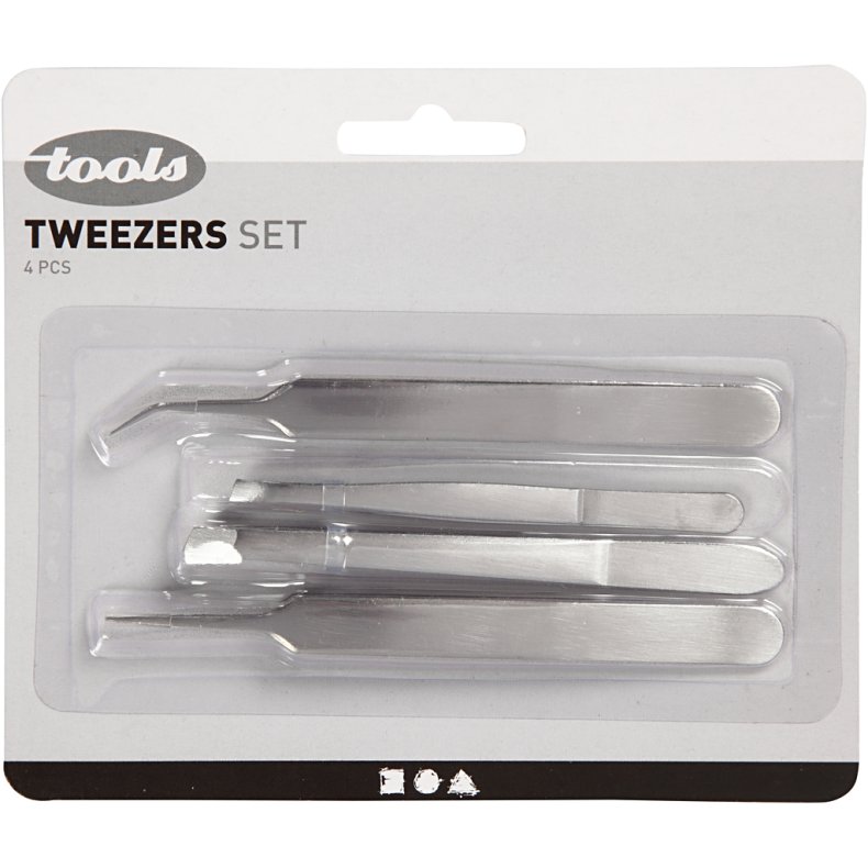 Pincet - sortiment, L: 9-12 cm, 4 stk./ 1 pk.