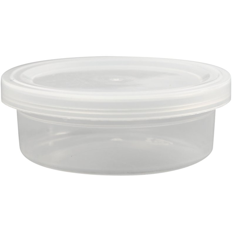 Plastb&oslash;tte med l&aring;g, H: 24 mm, diam. 68 mm, 45 ml, 20stk./ 1 pk.