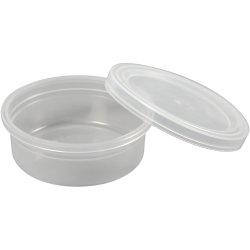 Plastb&oslash;tte med l&aring;g, H: 24 mm, diam. 68 mm, 45 ml, 20 stk./ 1 pk.