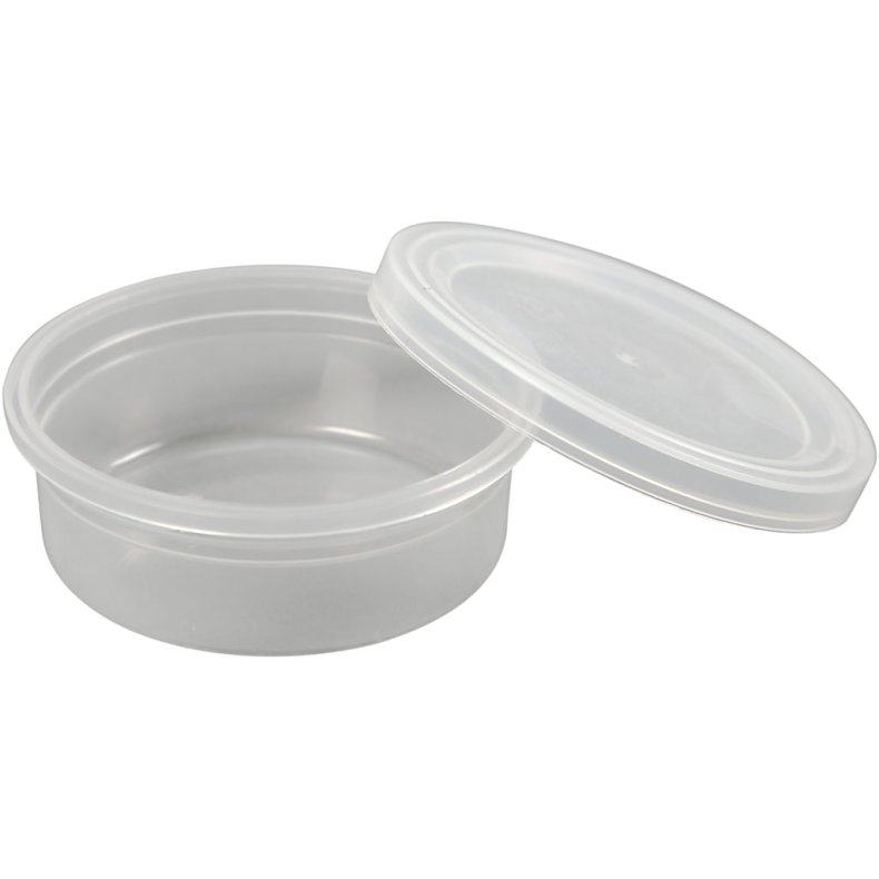Plastb&oslash;tte med l&aring;g, H: 24 mm, diam. 68 mm, 45 ml, 20 stk./ 1 pk.