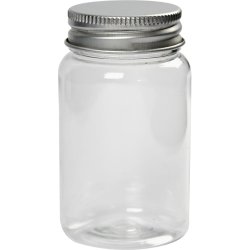 Plastd&aring;se med l&aring;g, H: 77 mm, diam. 45 mm, 100 ml, 10 stk./ 1 pk.