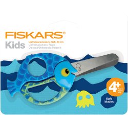 Fiskars B&oslash;rnesaks med Dyremotiv, fisk, L: 13 cm, 1 stk.