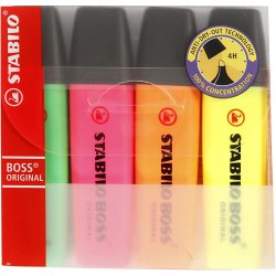 Overstregningstusch, neon gr&oslash;n, neon orange, neon pink, neon gul, 4 stk./ 1 pk.