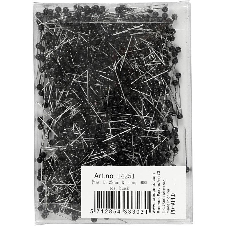 Kortn&aring;l, L: 25 mm, diam. 4 mm, sort, 1000 stk./ 1 pk.