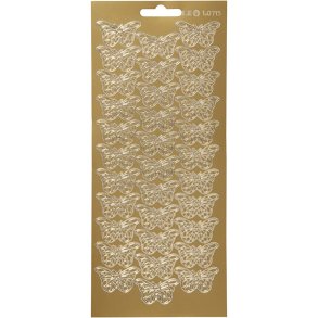 Stickers, sommerfugle, ark 10x23 cm, guld, 1 ark