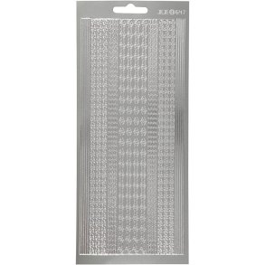 Stickers, border, ark 10x23 cm, sølv, 1 ark