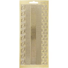 Stickers, border, ark 10x23 cm, guld, 1 ark