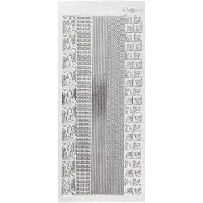 Stickers, border, ark 10x23 cm, sølv, 1 ark