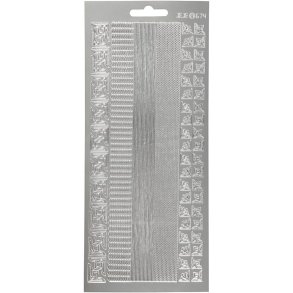 Stickers, border, ark 10x23 cm, sølv, 1 ark