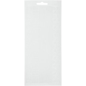 Stickers, border, ark 10x23 cm, hvid, 1 ark