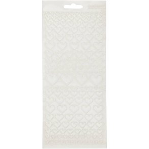 Stickers, hjerter, ark 10x23 cm, transparent, 1 ark