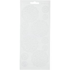 Stickers, blomster, ark 10x23 cm, hvid, 1 ark