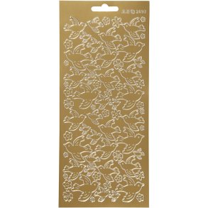 Stickers, duer, ark 10x23 cm, guld, 1 ark