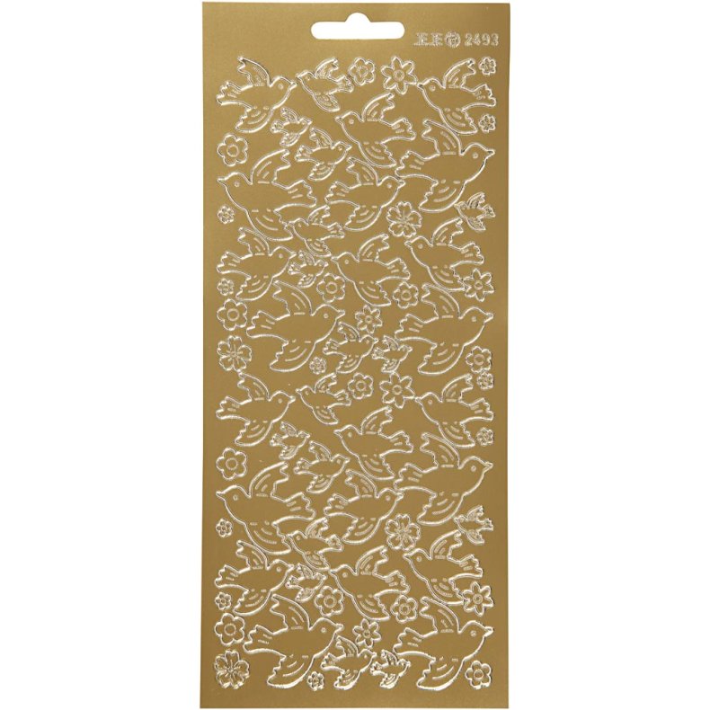 Stickers, duer, 10x23 cm, guld