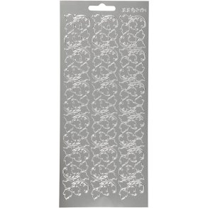 Stickers, blade, ark 10x23 cm, sølv, 1 ark