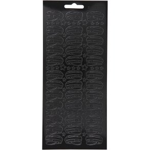 Stickers, hat, ark 10x23 cm, sort, 1 ark