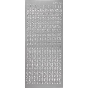 Stickers, tal, ark 10x23 cm, sølv, 1 ark