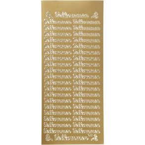 Stickers, velkommen, ark 10x23 cm, guld, 1 ark