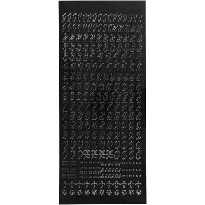 Stickers, små tal, ark 10x23 cm, sort, 1 ark