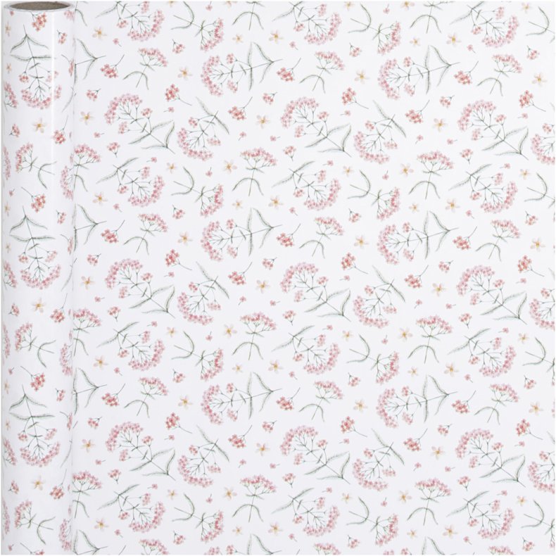 Gavepapir, blomster, B: 50 cm, 80 g, 5 m/ 1 rl.