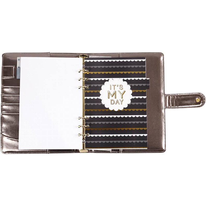 Kalender, str. 19x23,5x4 cm, ringordner, m&oslash;rk gr&aring; metallic, 1 stk.