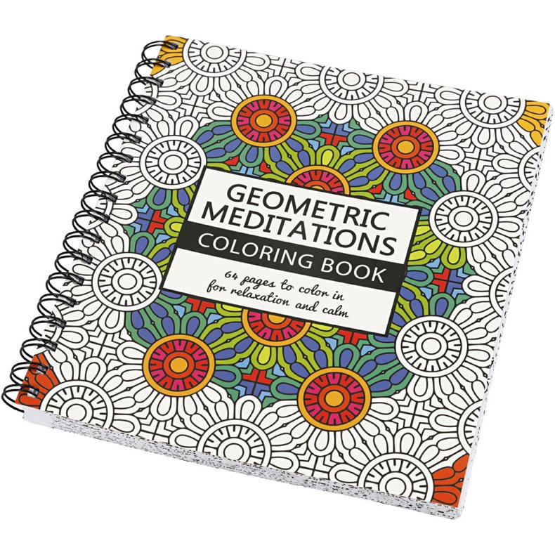 Mindfulness malebog, geometrisk, str. 19,5x23 cm, Antal sider 64, 1 stk.